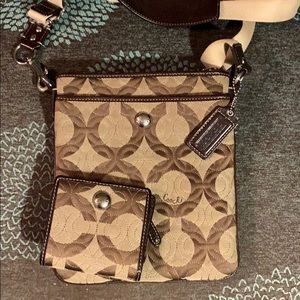 Quilted coach crossbody and matching wallet